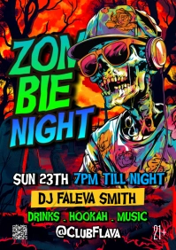 Black Illustrative Zombie Night  A5 template
