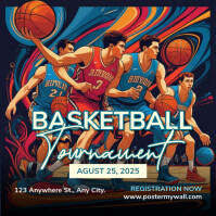 Black Ilustratif Basketball Tournament Pos Instagram template