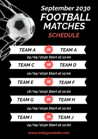 Black Ilustratif Football Matches Schedule A5 template