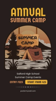 Black Ilustratif Summer Camp Instagram Story Umbukiso Wedijithali (9:16) template