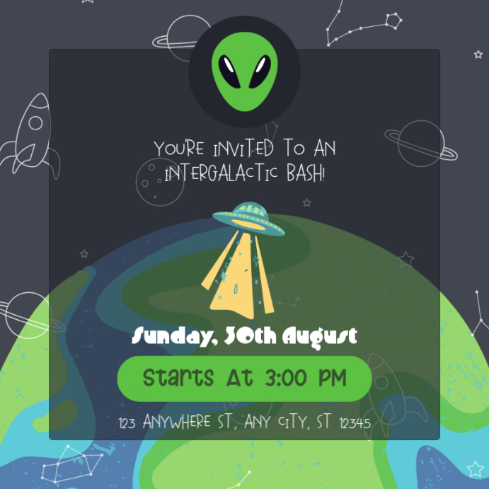 Intergalactic Party Invitation Template | PosterMyWall