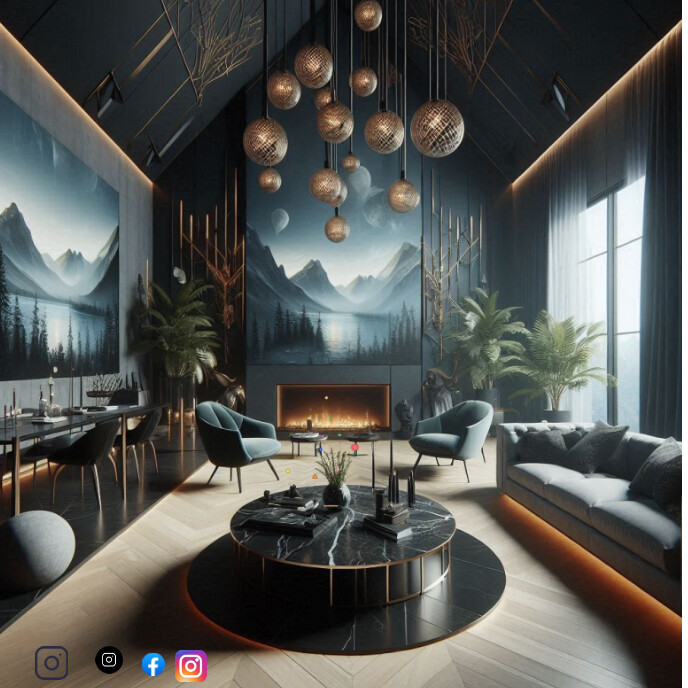 Black Interior Design Album Cover Templat | PosterMyWall