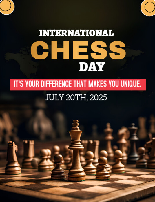 Black International Chess Day  Flyer (us Letter) Pamflet (VSA Brief) template