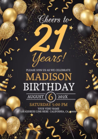 Sort 21st Birthday Celebration A6 Template