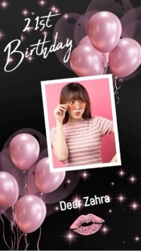 Black Joyful 21st Birthday Instagram Story/ce template