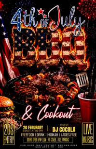 Black Joyful 4th of July BBQ Event Half Page Wide Video ความกว้างแบบครึ่งหน้า template