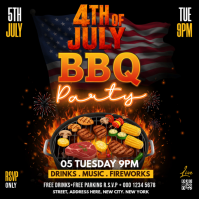 Black Joyful 4th of July BBQ Party Instagram Post template