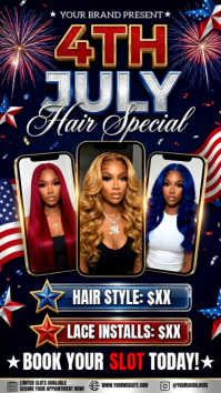 Black Joyful 4th of July Hair Special Facebook Story template