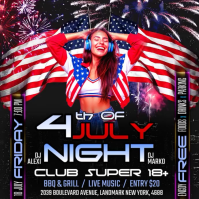 Black Joyful 4th of July Night Party Instagram Post Video template