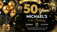 Black Joyful 50th Birthday Invitation Digital Display (16:9) template