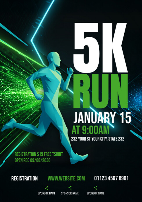 Copy of Black Joyful 5k Run Flyer Template A4 | PosterMyWall