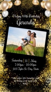 Black Joyful 60th Birthday Template Instagram Reel