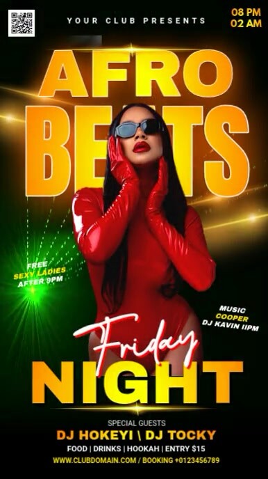 Black Joyful Afro Beat Friday Night Party Video Flyer Instagram Story ...