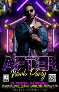 Black Joyful After Work Party Half Page Wide template