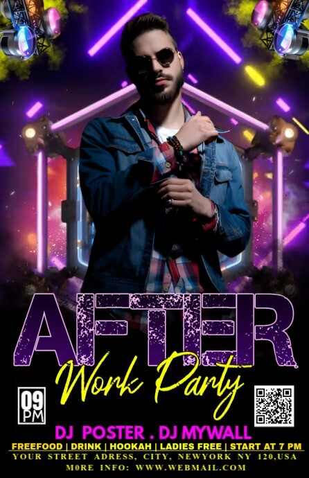 Black Joyful After Work Party Half Page Wide Halfbladsy Breed template