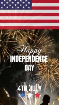 Black Joyful America Independence Day Greetings Template  Digital Display (9:16)