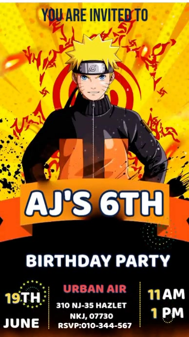 Black Joyful Anime Birthday Party Digital Display Video Template ...