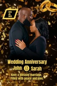 Black Joyful Anniversary Flyer Video  Poster Póster template