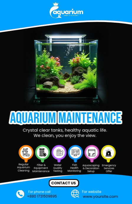 Black Joyful Aquarium Maintenance Half Page Wide Halfbladsy Breed template