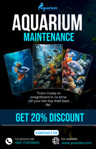 Black Joyful Aquarium Maintenance Tabloid Poniekoerant template