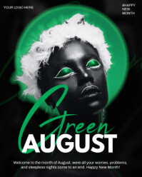 Black Joyful August Greeting Cards  Instagram Portrait template