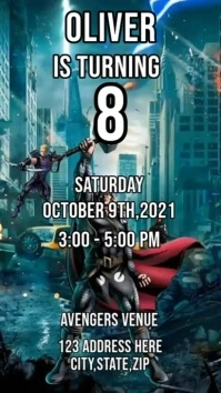 Black Joyful Avengers Birthday Invitation Instagram Story template