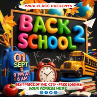 Black Joyful Back to School Event Square Video Quadrato (1:1) template