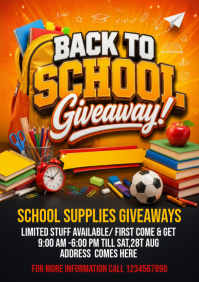 Черный Back to School Giveaway A4 Template