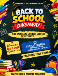 Hitam Back to School Giveaway Рекламная листовка Template