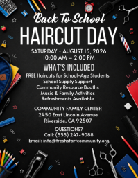 Black Back to School Haircut Event Flyer Template