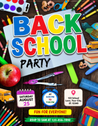 Black Joyful Back to School Party Flyer Folder (US Letter) template