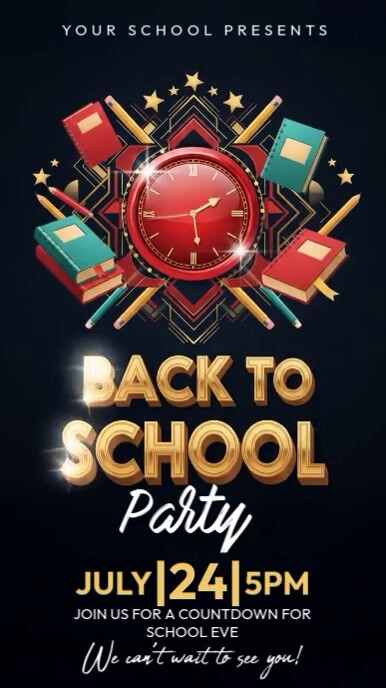 Black Joyful Back To  School Party Instagram Story Instagram-verhaal template