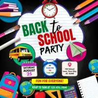 Negro Back to School Party Instagram 帖子 Template