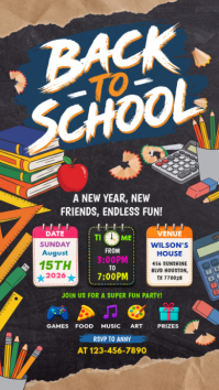 Preto Back to School Party Instagram-verhaal Template