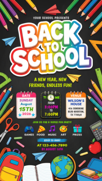Black Joyful Back to School Party Instagram Story template