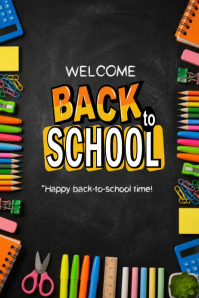 Hitam Back to School Plakat Template