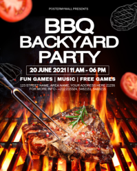 Black Joyful Backyard BBQ Party Instagram Portrait template