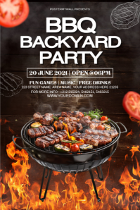 Black Joyful Backyard BBQ Party Poster template