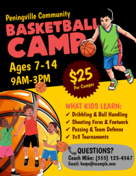 Black Joyful Basketball Camp Flyer Pamflet (VSA Brief) template