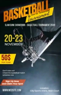 Black Joyful Basketball Tournament Ad Tabloid template