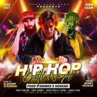 Black Joyful Battle Of The Bands Hip Hop Party Flyer Square (1:1) template