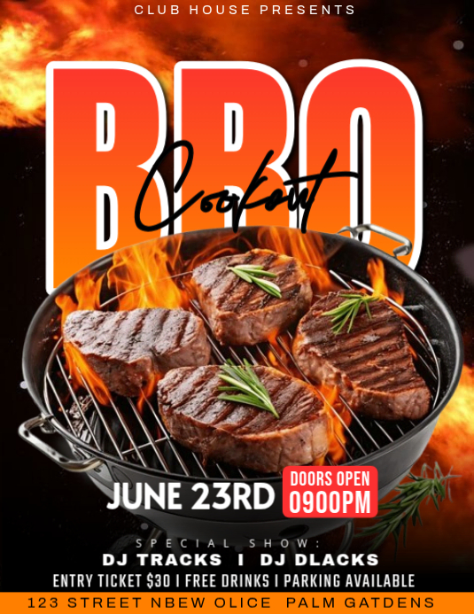 Black Bbq Cookout Event Flyers Template | PosterMyWall