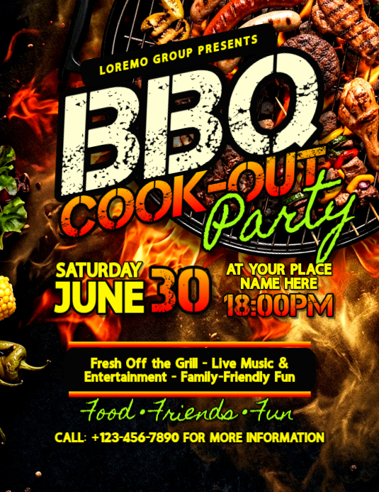 Black Bbq Cookout Party Flyers Template | PosterMyWall