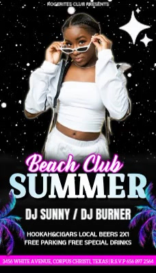 Beach Club Event Business Cards Template | PosterMyWall