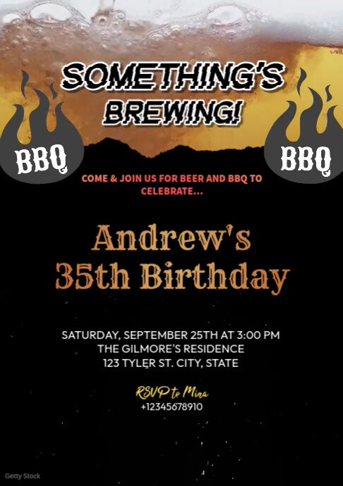 Black Joyful Beer Birthday A4 template