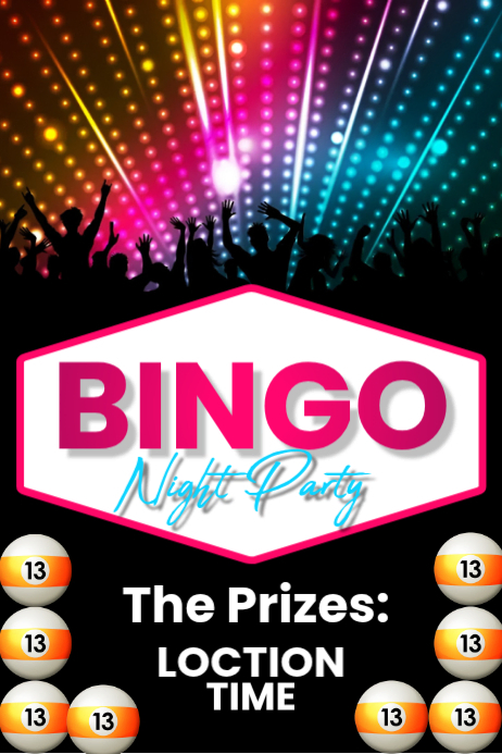 Black Bingo Night Party Posters Template | PosterMyWall