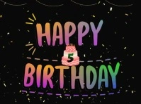 Black Joyful Birthday . Happy Birthday Video Yard Sign template