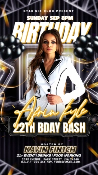 Black Joyful Birthday Bash Party Invitation Facebook Story template