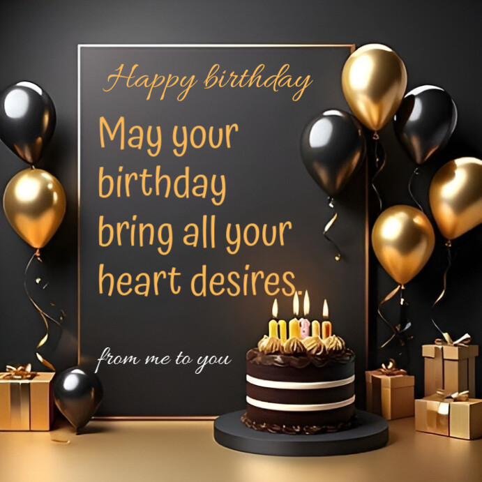 Black Joyful Birthday Card  Instagram Post template
