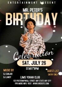 Black Joyful Birthday Celebration/ Birthday Flyer  A6 template